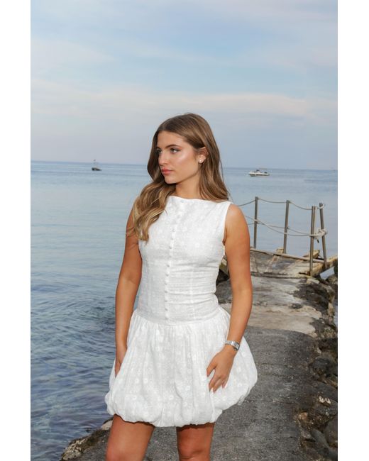 Amy Lynn White Grazia Cotton Mini Puffball Dress