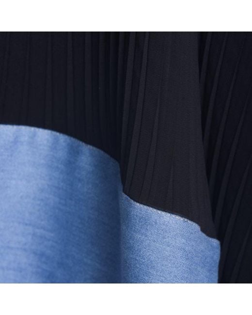 Metamorph Blue Asymmetric Denim Chiffon Dress