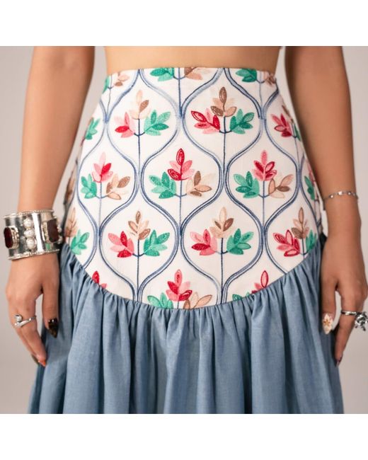 Collected Xx Blue Patchwork Skirt