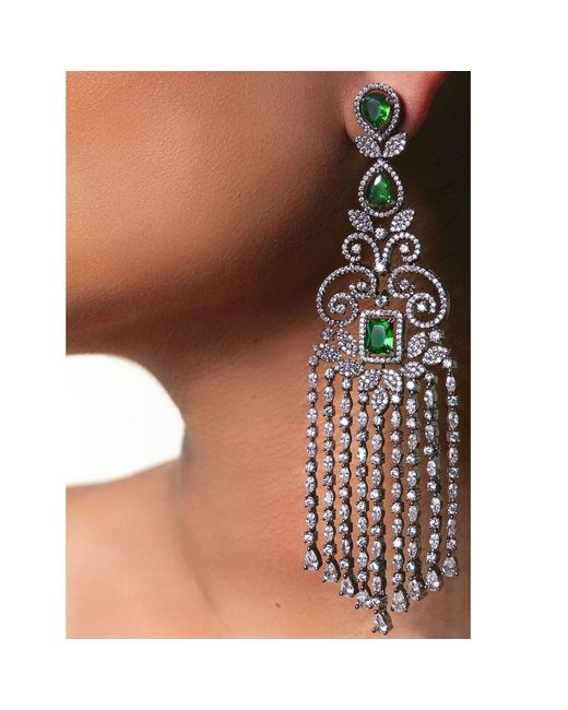 Meraki by Rashmi Bajaj White Antoine De Boucles Cubic Zirconia Earrings