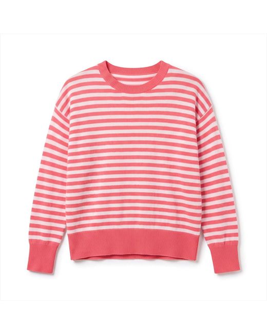 Brodie Cashmere Pink Beach Stripe Cashmere Crew