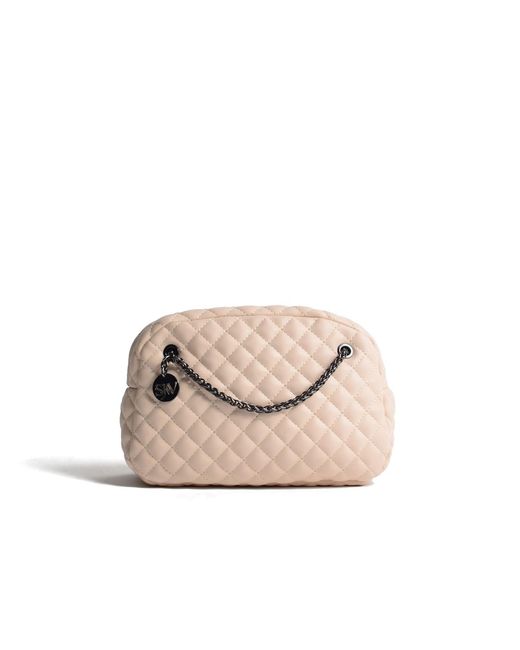 SJW BAGS LONDON Pink Neutrals Carlton Vegan Leather Quilted Handbag