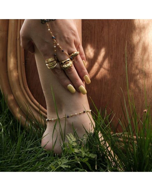 LINYA JEWELLERY Metallic Lapis Natural Stone Anklet