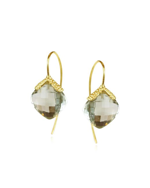 MOUNIR LONDON Metallic Green Amethyst Diya Earrings