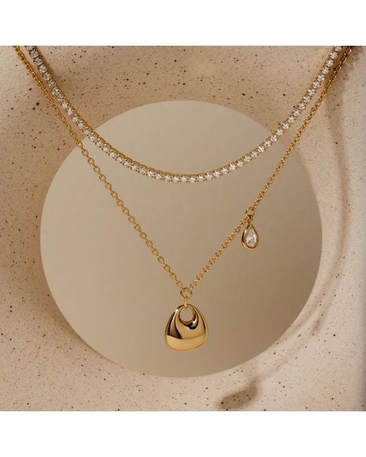 Vanhi Metallic Nora Double Pendant Necklace
