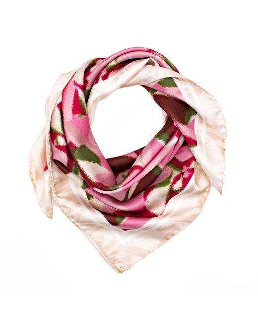 Lamberty Munich Pink Neutrals Blurry Seas Retro Rose Midi Silk Scarf