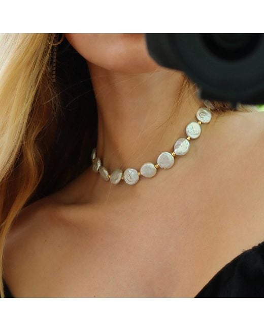 Mineralgems•Studio White Choker With Flat Pearls