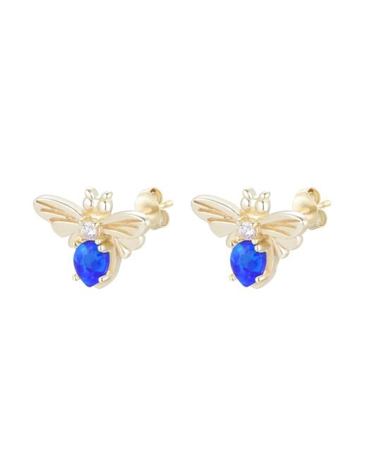 KAMARIA Metallic Opal Bee Stud Earrings