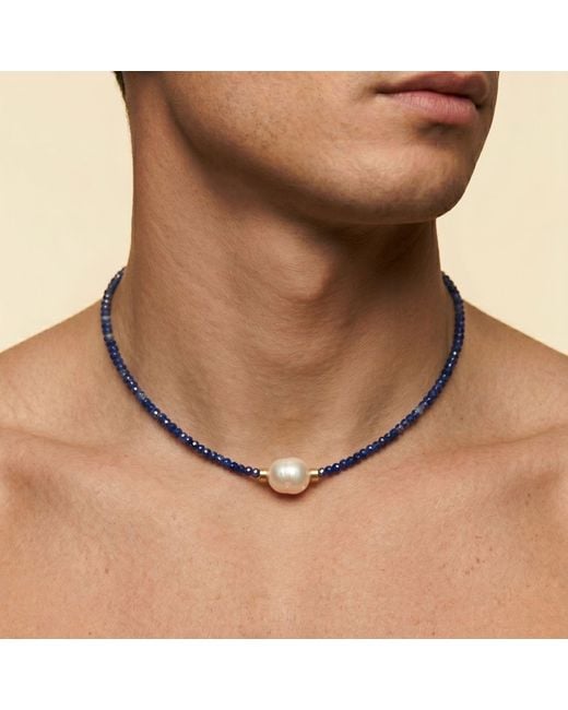 Jaredjamin Metallic Rowan Necklace Lapis Lazuli
