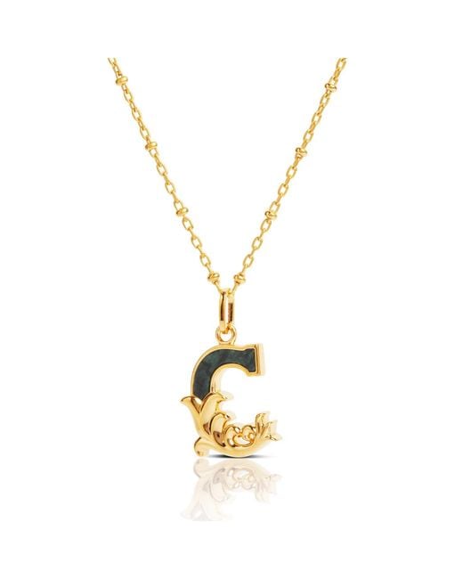 Kasun Metallic Plated C Initial Necklace With Marble