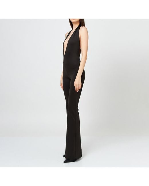 LIA ARAM Black Halterneck Flared Jumpsuit