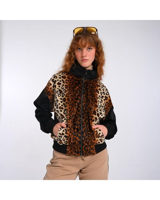 Lalipop Design Black Leopard Print Bomber Jacket