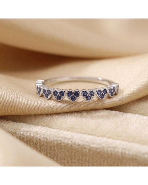 Harfi Blue Sterling Sapphire September Birthstone Heart Eternity Ring