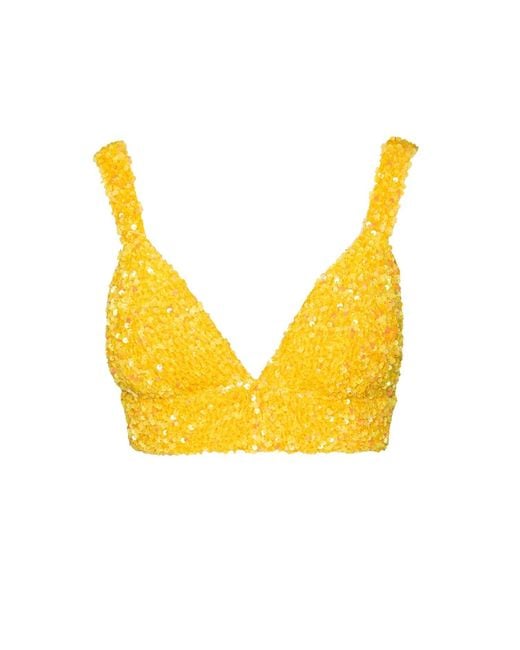 Ofuure Yellow Liza Sequin Bra Top