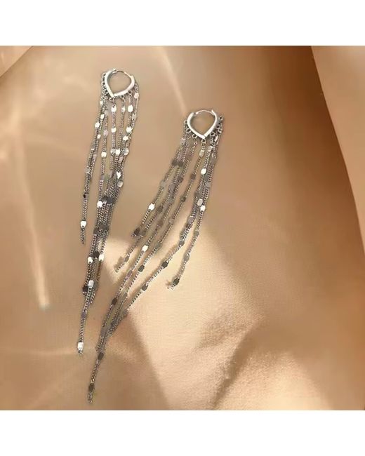 Chanel Joan Elkayam White Dramatic Dangle Chain Huggie Earrings