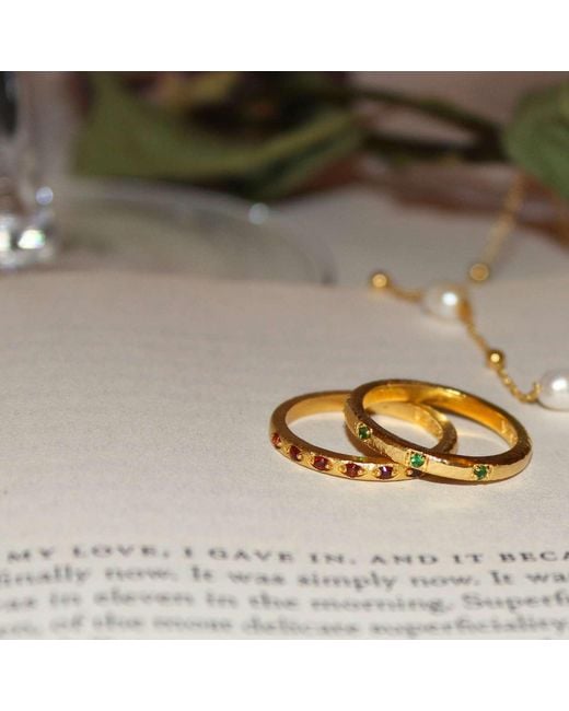 ASSUWA Metallic Lovers Ring With Garnet And Tsavourite