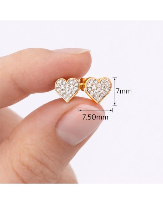 Ecce | Artisan Diamonds Metallic Solid 14Ct Mini Heart Diamond Pair Stud Earring