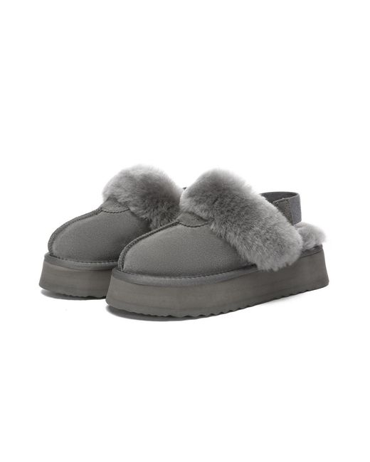 EverAu Australia Gray Wagtail Removable Strap Platform Slippers