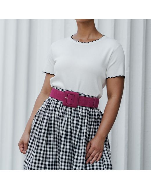 BeltBe Purple Suede Square Buckle Belt