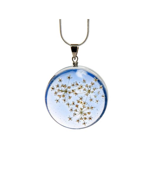 Laura Daili Blue Queen Anne's Lace Glass Pendant