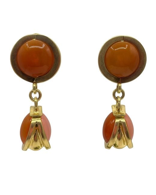 Michael Nash Jewelry Brown Agatha Amber And Rose Two Tone Drop Earrings