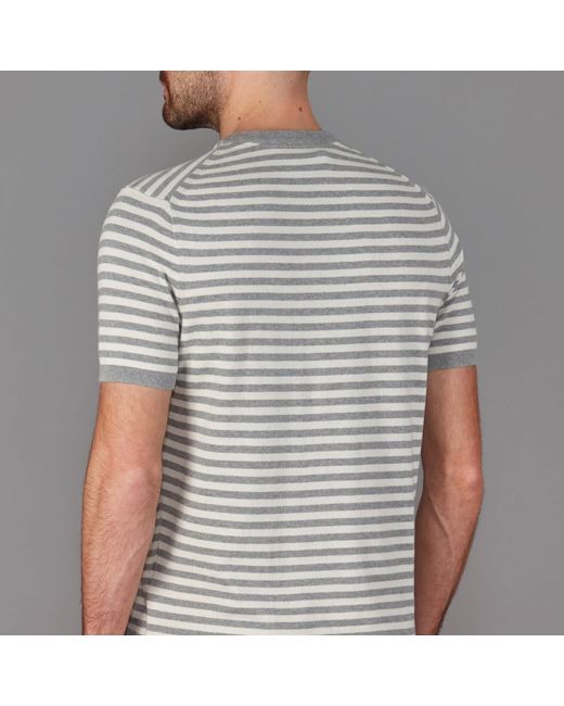 Paul James Knitwear Gray Ultra-Fine Cotton Miguel Knitted Breton T-Shirt for men