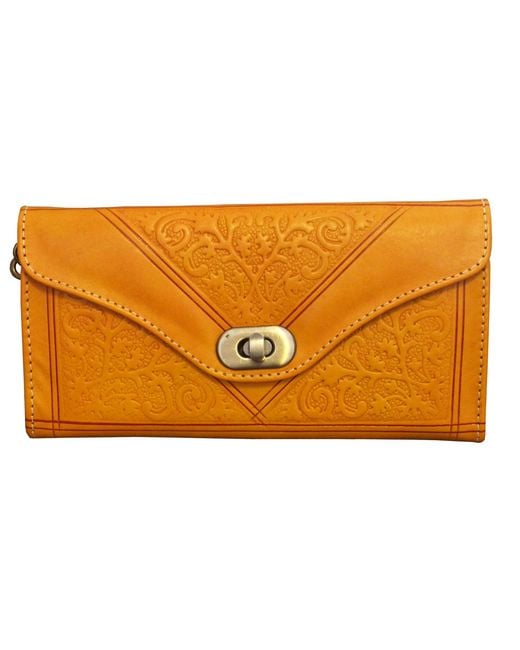 Berber Leather Orange Leather Tri-Fold Purse