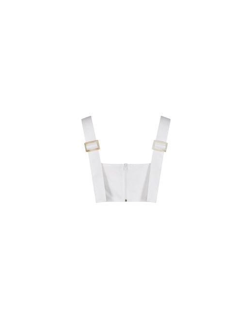 Shikanzy White Lilly Bustier Cotton With Adjustable Straps