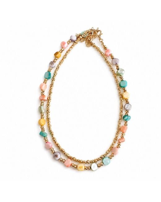 Nuvv Collection Metallic Pastel Strand Beaded Necklace Set – Tone Layered Necklace