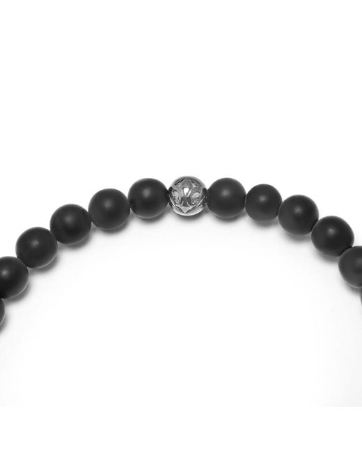 Nialaya Black Wristband With Matte Onyx And Cz Diamond for men