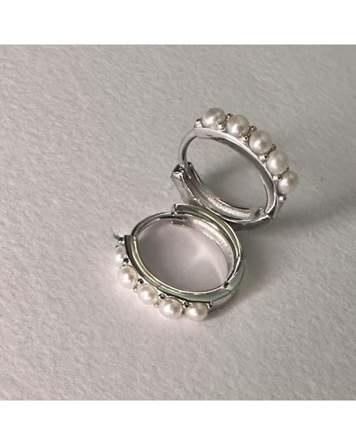 Clemence Wren Metallic Freshwater Pearl Contemporary Hoop Earrings