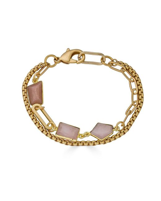 Loni Paul Jewelry Metallic Peach Moonstone & Rose Quartz Bracelet
