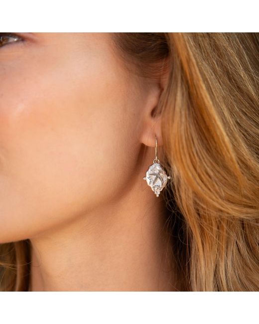 Seven Saints Metallic Cancer Vintage-Style Dangle Earrings, Plated