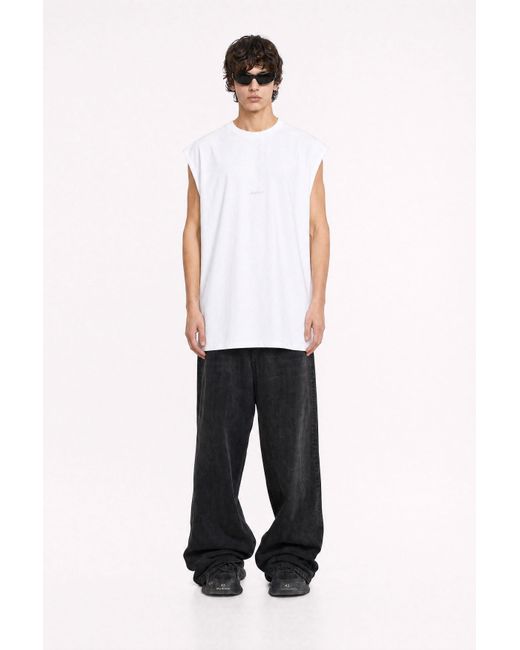 mysimplicated White Oversized Sleeveless Tee for men
