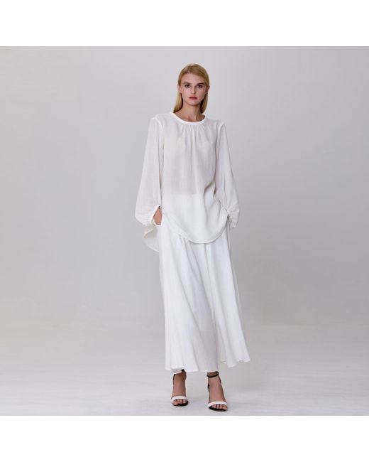 Smart and Joy White Light Round Neck Blouse