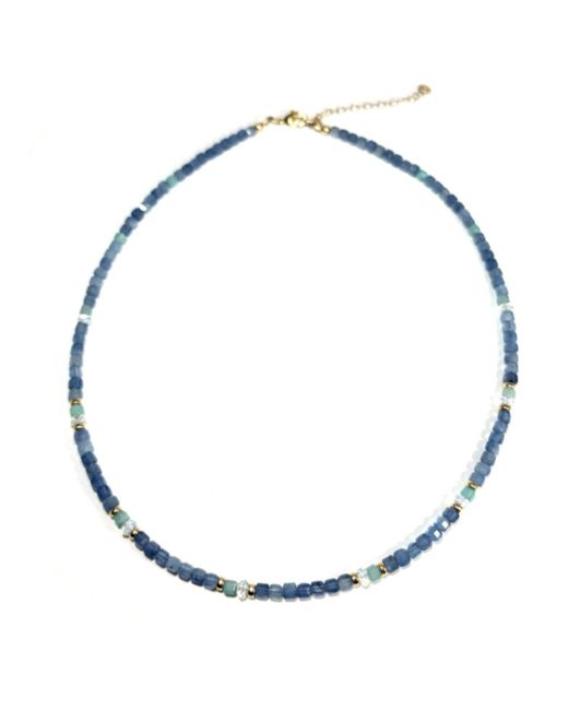Rachel Nathan Blue Mini Beaded: Santa Maria Aquamarine & Amazonite Necklace