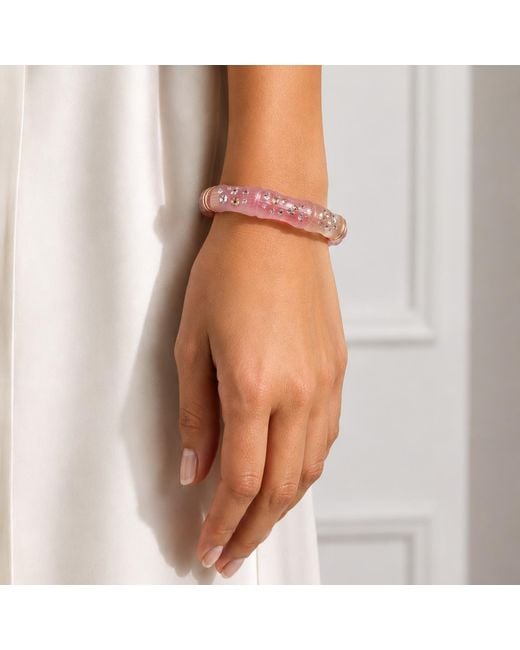 Gold & Honey Pink Swarovski Crystal Bamboo Bangles