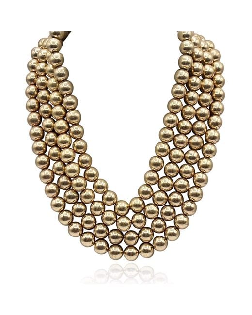 Michael Nash Jewelry Metallic Irena Four Strand Worn Bead Necklace