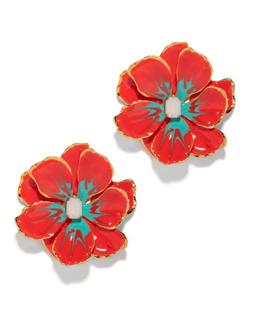 The Pink Reef Red Large Jewel Box Floral Earrings