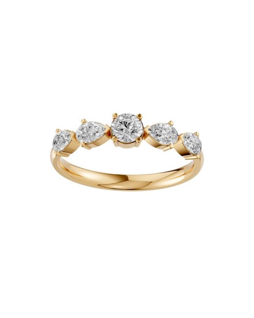 Aya Fine Jewelry Metallic Pear & Round Lab Diamond Five Stone Stackable Wedding Band Ring