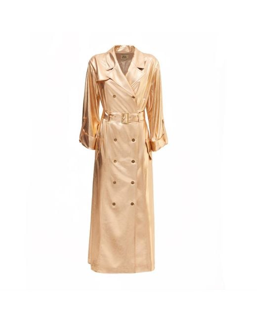 Julia Allert Natural Belted Double-breasted Trench Dress Jersey Bronze