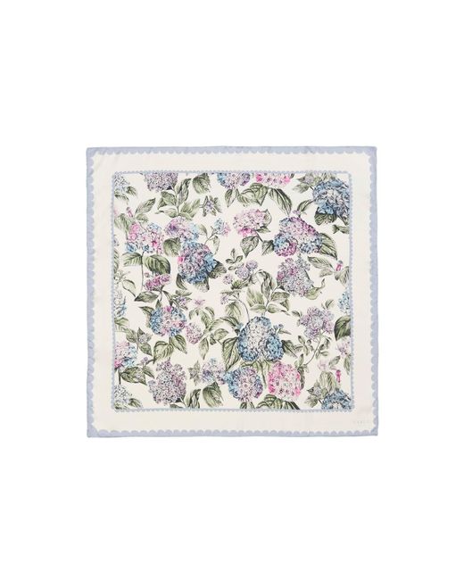 Fable England White Neutrals Hydrangea Small Quilted Makeup Bag & Hydrangea Square Scarf Set
