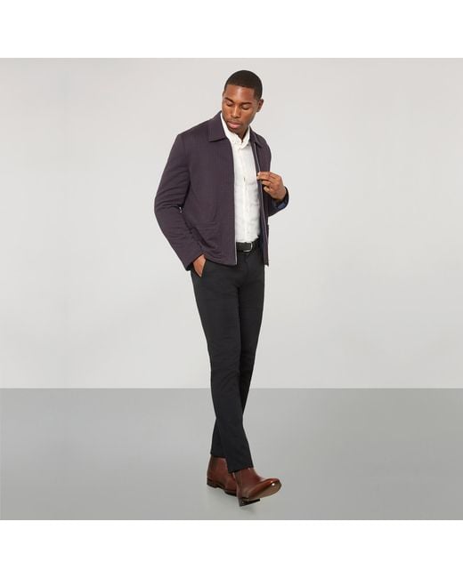 SEREN LONDON Blue Houndstooth Knitted Jacket for men