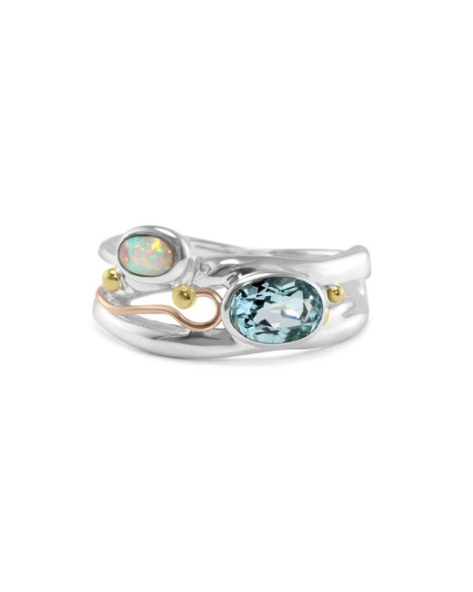 Isla Silver Blue Topaz & Opal Gemstone Ring