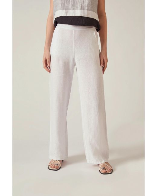 James Lakeland White Relaxed Linen Trousers