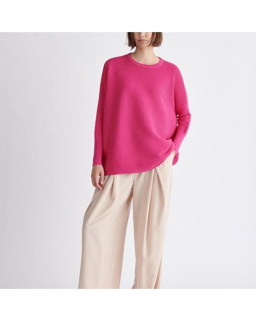 Paisie Ribbed Jumper In Hot Pink