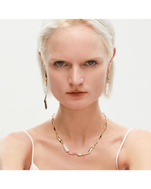Classicharms Metallic Molten Baroque Pearl Necklace