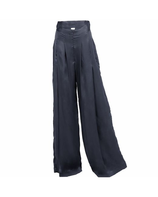 Ceva Cu Dichis Blue High Waist Trousers Vegan Silk