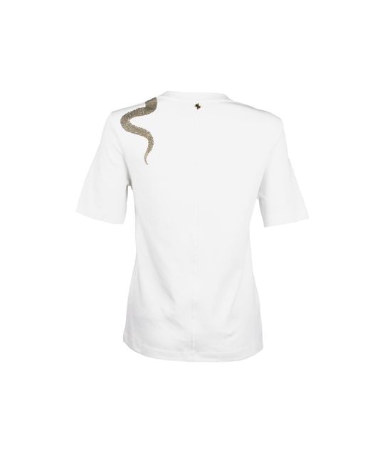House of Laines London White Laines Couture Embellished Snake T-Shirt