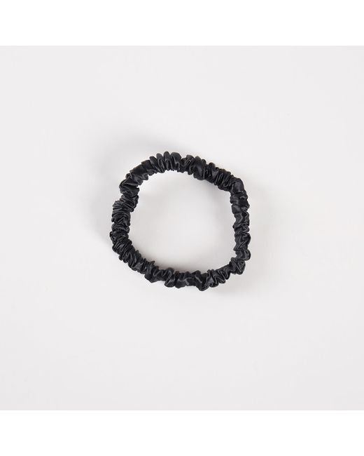 Soft Strokes Silk Black Pure Mulberry Silk Skinny Scrunchie Set Of Five